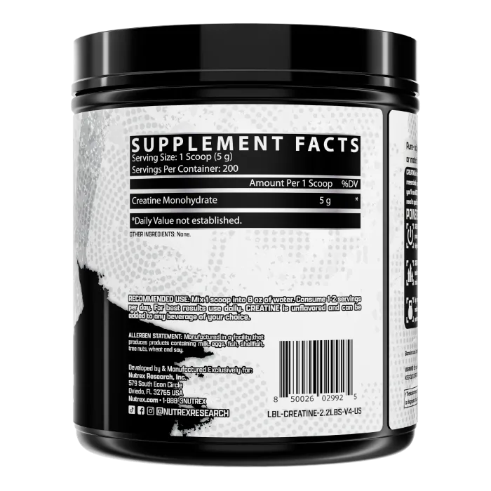 Información nutricional de Creatina Drive 1kg